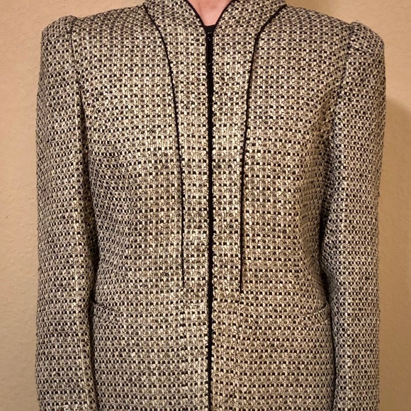 Ellie Tahari Metalic Gold & Black Jacket Blazer - Picture 2 of 8